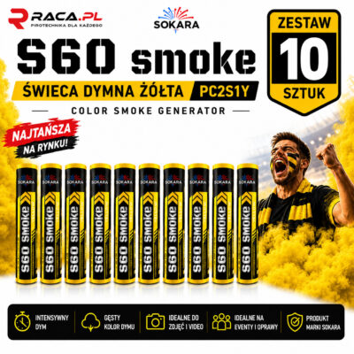 Zestaw 10 żółtych świec dymnych S60 Smoke PC2S1Y Sokara T1