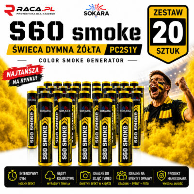 Zestaw 20 żółtych świec dymnych S60 Smoke PC2S1Y Sokara