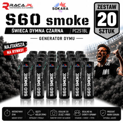 Zestaw 20 świec dymnych czarnych S60 Smoke Sokara PC2S1BL