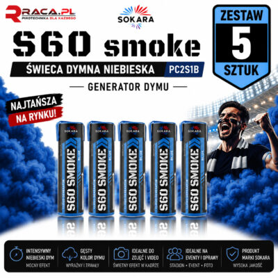 Zestaw 5 świec dymnych niebieskich S60 Smoke Sokara PC2S1B