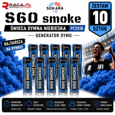 Zestaw 10 świec dymnych niebieskich S60 Smoke Sokara PC2S1B