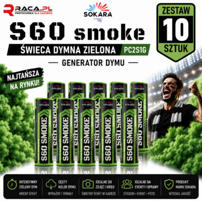 Zestaw 10 świec dymnych zielonych S60 Smoke Sokara PC2S1G