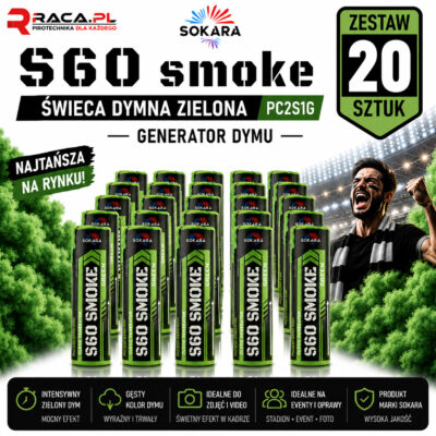 Zestaw 20 świec dymnych zielonych S60 Smoke Sokara PC2S1G