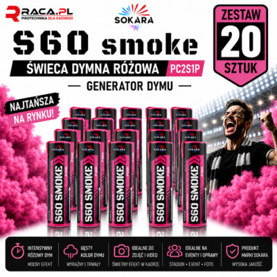 Zestaw 20 świec dymnych różowych S60 Smoke Sokara PC2S1P