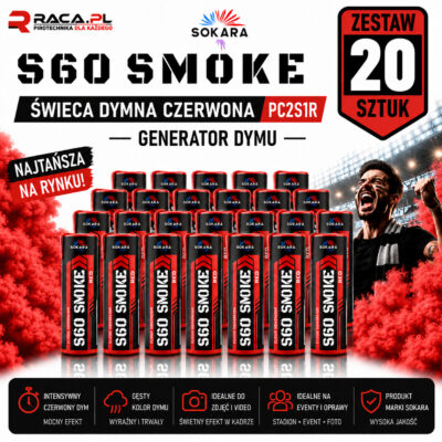 Zestaw 20 świec dymnych czerwonych S60 Smoke Sokara PC2S1R