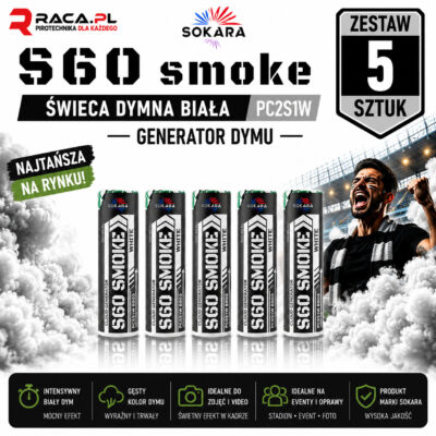 Zestaw 5 świec dymnych białych S60 Smoke Sokara PC2S1W