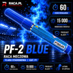 Raca meczowa PF-2 BLUE Pyrolife – niebieska flara stadionowa P1 z intensywnym niebieskim światłem i efektem premium.