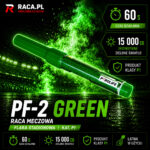 Nazwa zdjęcia: Raca meczowa PF-2 GREEN Pyrolife – zielona flara stadionowa P1 z intensywnym zielonym światłem i efektem premium.