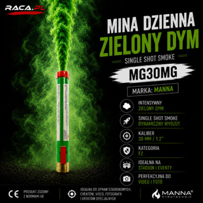 Mina dzienna zielony dym MG30MG Manna – single shot smoke z dynamicznym wyrzutem zielonego dymu RACA.PL
