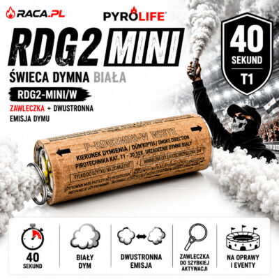 Świeca dymna biała RDG2-MINI/W Pyrolife T1 z zawleczką – generator białego dymu 40 sekund