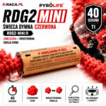 Świeca dymna dwustronna czerwona RDG2-MINI/R Pyrolife T1 z zawleczką – czerwony dym 40 sekund