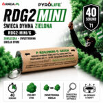 Świeca dymna dwustronna zielona RDG2-MINI/G Pyrolife T1 z zawleczką – zielony dym 40 sekund