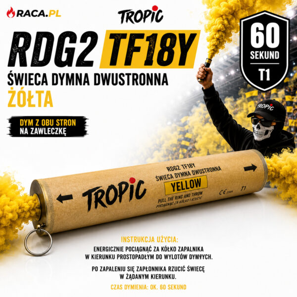 Świeca dymna dwustronna żółta Yellow RDG2 TF18Y Tropic T1 na zawleczkę – żółty dym 60 sekund