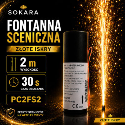 Fontanna sceniczna złote iskry 2 m 30 s PC2FS2 Sokara na wesele