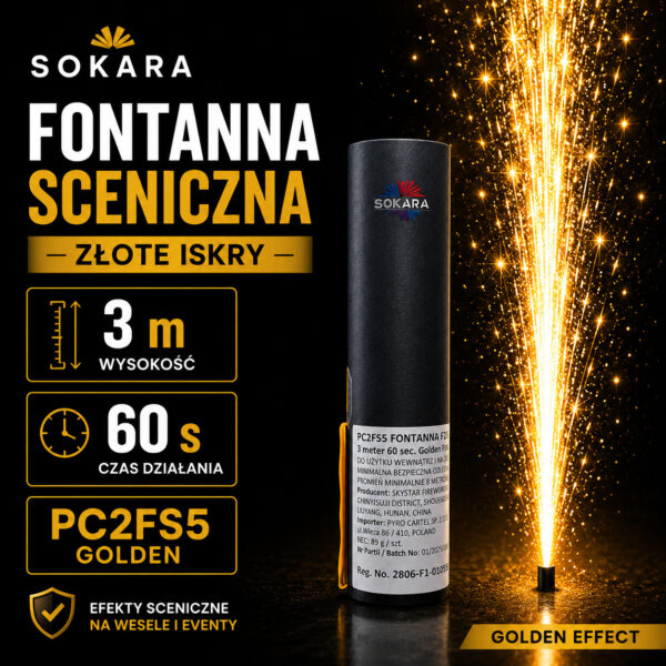 Fontanna sceniczna złote iskry 3 m 60 s Golden PC2FS5 Sokara