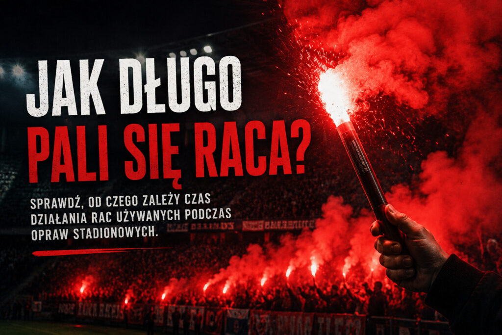 Jak długo pali się raca podczas oprawy stadionowej – czerwona raca emitująca intensywne światło