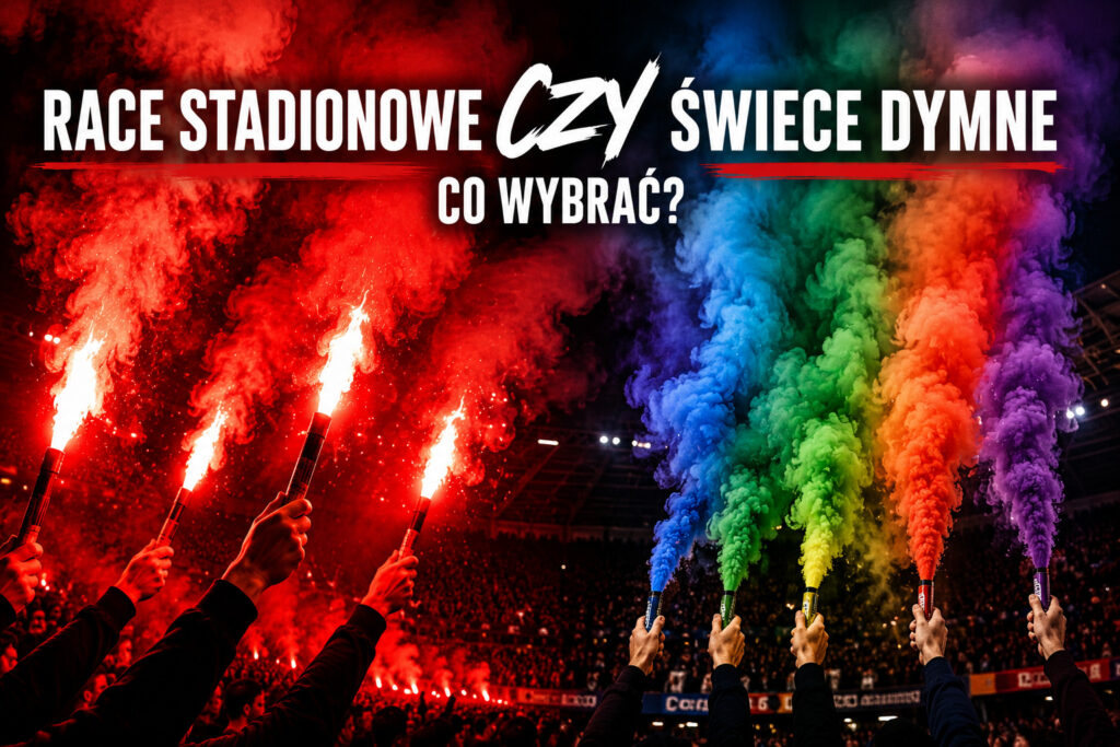 Race stadionowe i świece dymne podczas efektownej oprawy kibicowskiej na stadionie