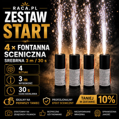 Zestaw Start 4 fontanny sceniczne srebrne 3 m 30 s Sokara PC2FS3